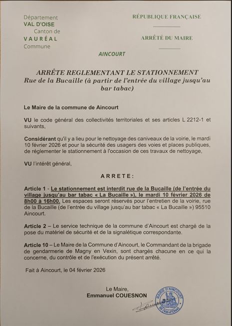Arrêté stationnement