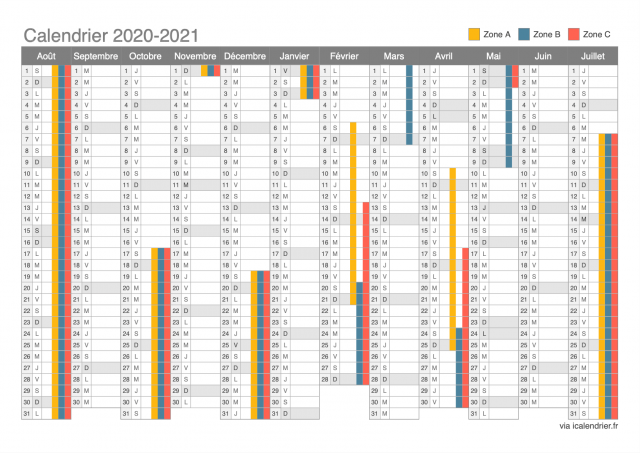 calendrier vacances 2020 2021